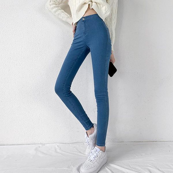 women's jeans slim high waist tight-fitting hips brand denim fashion casual pants, Blue
women's jeans slim high waist tight-fitting hips brand denim fashion casual pants, Blue