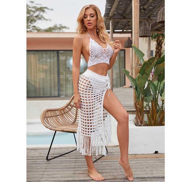 women's swimwear kaftan beach vestido de playa verano para mujer may female 2021 women beachwear perspective hollow out knit skirt spli, White;black
women's swimwear kaftan beach vestido de playa verano para mujer may female 2021 women beachwear perspective hollow out knit skirt spli, White;black