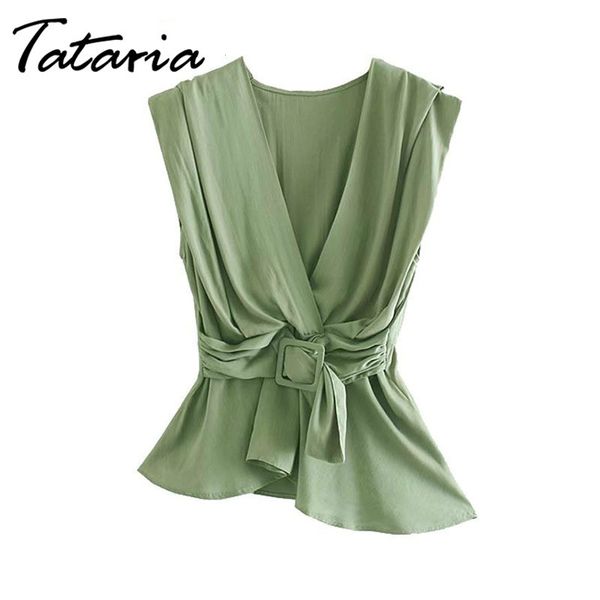 green shirts sleeveless blouse women's casual tank v neck irregular hem cotton office lady shirt for women 210514, White
green shirts sleeveless blouse women's casual tank v neck irregular hem cotton office lady shirt for women 210514, White