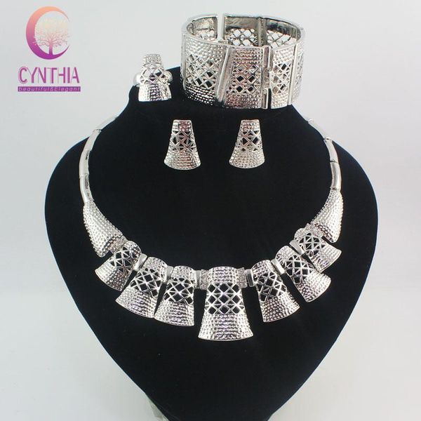 earrings & necklace bridal african jewelry sets fashion wedding engagement gold-color 2021 accessories, Silver
earrings & necklace bridal african jewelry sets fashion wedding engagement gold-color 2021 accessories, Silver