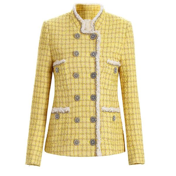 2021high-end luxury quality tweed ladies stand-collar jacket unique buttons personalized chains embellished british style women's suits, White;black
2021high-end luxury quality tweed ladies stand-collar jacket unique buttons personalized chains embellished british style women's suits, White;black
