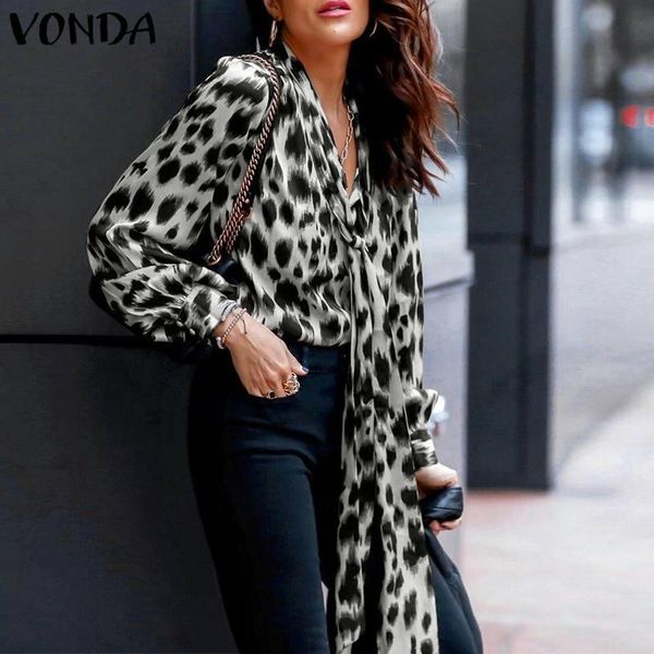 women's blouses & shirts leopard printed casual women blouse 2021 vonda office ladies blusas femininas v neck long sleeve femme, White
women's blouses & shirts leopard printed casual women blouse 2021 vonda office ladies blusas femininas v neck long sleeve femme, White