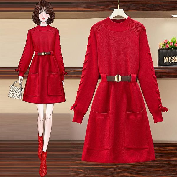 casual dresses ichoi 2021 winter arrival korean version round neck big pocket knitted sweater ribbon long sleeve a-line dress with belt, Black;gray
casual dresses ichoi 2021 winter arrival korean version round neck big pocket knitted sweater ribbon long sleeve a-line dress with belt, Black;gray