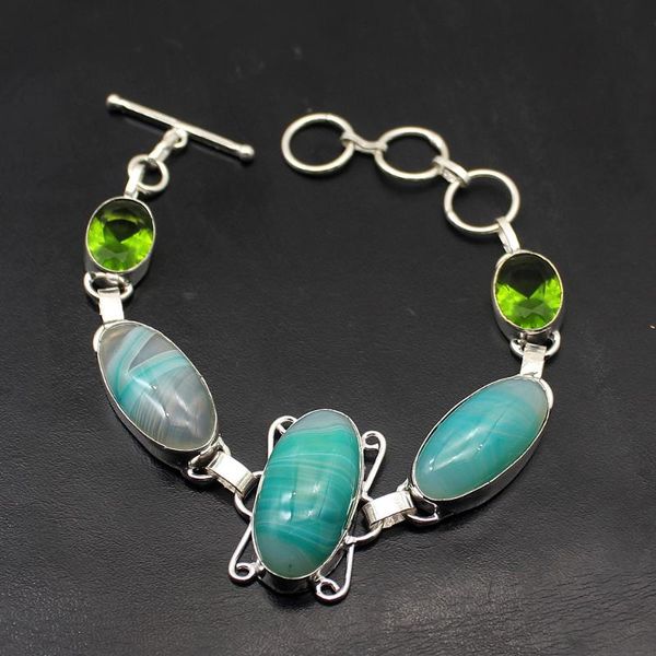 link, chain natural peridot botswana agate925 sterling silver women links bracelet wonderful 8 inch tf836, Black
link, chain natural peridot botswana agate925 sterling silver women links bracelet wonderful 8 inch tf836, Black
