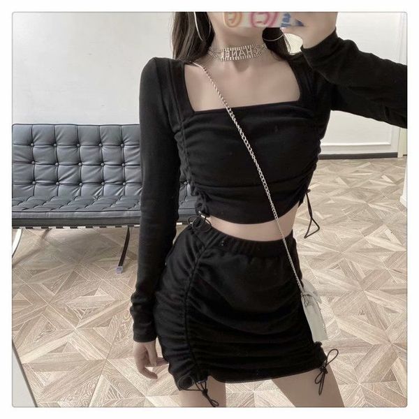 casual dresses autumn winter korean style dress suit long-sleeved crop skirt tee bottom slim women t shirt clothing two pcs set, Black;gray
casual dresses autumn winter korean style dress suit long-sleeved crop skirt tee bottom slim women t shirt clothing two pcs set, Black;gray