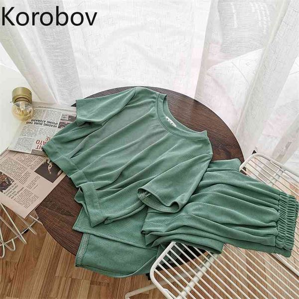 korobov korean loose casual o neck short sleeve sets and vintage high waist elastics shorts women two pieces outfits suits 210430, White
korobov korean loose casual o neck short sleeve sets and vintage high waist elastics shorts women two pieces outfits suits 210430, White