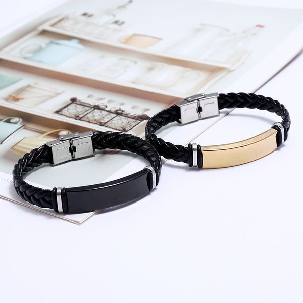 kimter stainless steel couple clasp bangle handmade charm braided leather bracelet men q285fz, Golden;silver
kimter stainless steel couple clasp bangle handmade charm braided leather bracelet men q285fz, Golden;silver