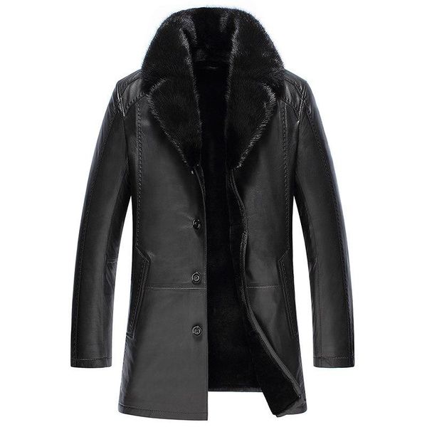 men's leather & faux genuine jacket men winter real sheepskin coats mens wool liner collar warm down coat, Black
men's leather & faux genuine jacket men winter real sheepskin coats mens wool liner collar warm down coat, Black