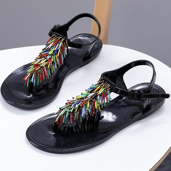 women summer modern beaded buckle tassel open toe pinch flat sandals shoes #xtn, Black
women summer modern beaded buckle tassel open toe pinch flat sandals shoes #xtn, Black