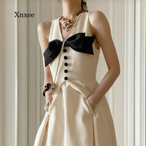 casual dresses french elegant a line midi dress retro temperament robe luxury high waist party 2021 fashion bow princess vestidos, Black;gray
casual dresses french elegant a line midi dress retro temperament robe luxury high waist party 2021 fashion bow princess vestidos, Black;gray