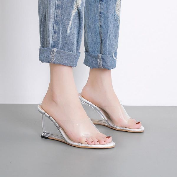 slippers 2021 summer clear heels transparent shallow wedges shoes woman brief casual slides brand design pvc round toe flipflops, Black
slippers 2021 summer clear heels transparent shallow wedges shoes woman brief casual slides brand design pvc round toe flipflops, Black