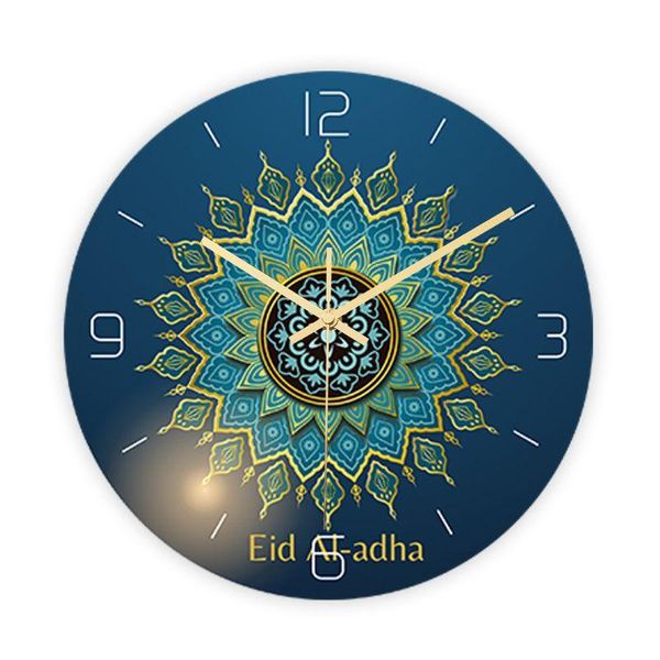 muslim pattern happy eid wall clock round 3d acrylic silent non-ticking clocks