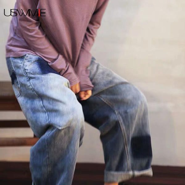 women's jeans retro boyfriend for women outwear solid color pockets elastic softener comfort plus size blue wide leg pants
women's jeans retro boyfriend for women outwear solid color pockets elastic softener comfort plus size blue wide leg pants