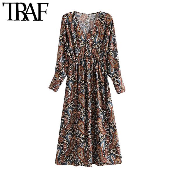 traf women chic fashion paisley print pleated midi dress vintage long sleeve elastic waist female dresses vestidos 210415, Black;gray
traf women chic fashion paisley print pleated midi dress vintage long sleeve elastic waist female dresses vestidos 210415, Black;gray