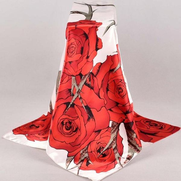 scarves fashion rose flower print women silky satin large square scarf neck shawl, Blue;gray
scarves fashion rose flower print women silky satin large square scarf neck shawl, Blue;gray