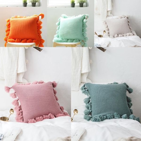 pillow case kids room knitting pillowcase boho style plush ball fringe cushion covers
pillow case kids room knitting pillowcase boho style plush ball fringe cushion covers