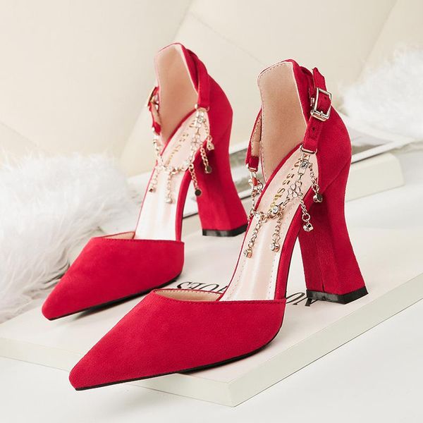dress shoes summer high heels woman fashion chain crystal buckle block sandals pointed toe ladies party, Black
dress shoes summer high heels woman fashion chain crystal buckle block sandals pointed toe ladies party, Black