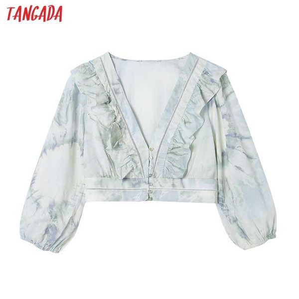 tangada women retro tie dyed print ruffles crop shirt v neck summer chic female slim shirt 6h29 210609, White
tangada women retro tie dyed print ruffles crop shirt v neck summer chic female slim shirt 6h29 210609, White