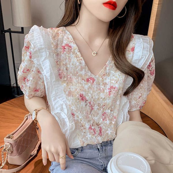 runway korean vintage women's floral pullover shirt blouse chic fashion v neck ruffle blusas office lady outwear 210529, White
runway korean vintage women's floral pullover shirt blouse chic fashion v neck ruffle blusas office lady outwear 210529, White