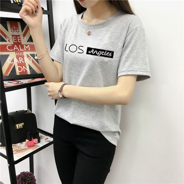 tee 2021 summer classic fashion leisure women's short sleeve t-shirt, White
tee 2021 summer classic fashion leisure women's short sleeve t-shirt, White
