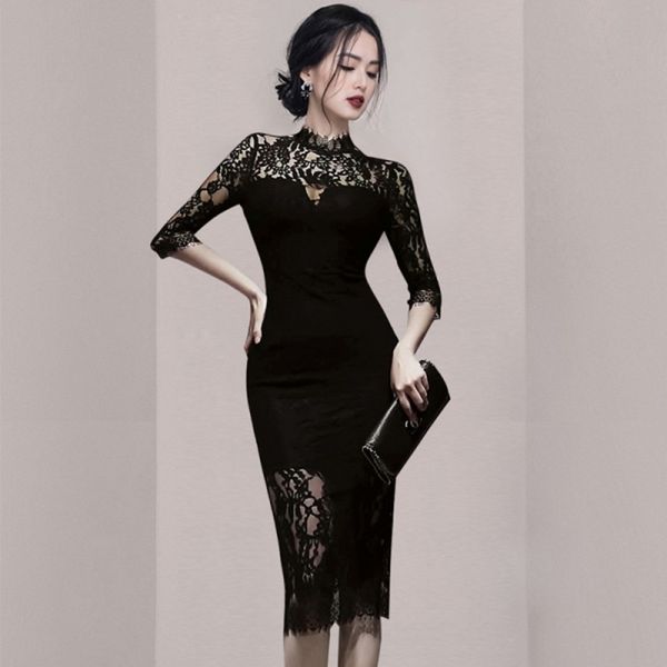 summer backless black lace patchwork women korean half sleeve elegant mid-calf office party sheath dresses 210514, Black;gray
summer backless black lace patchwork women korean half sleeve elegant mid-calf office party sheath dresses 210514, Black;gray