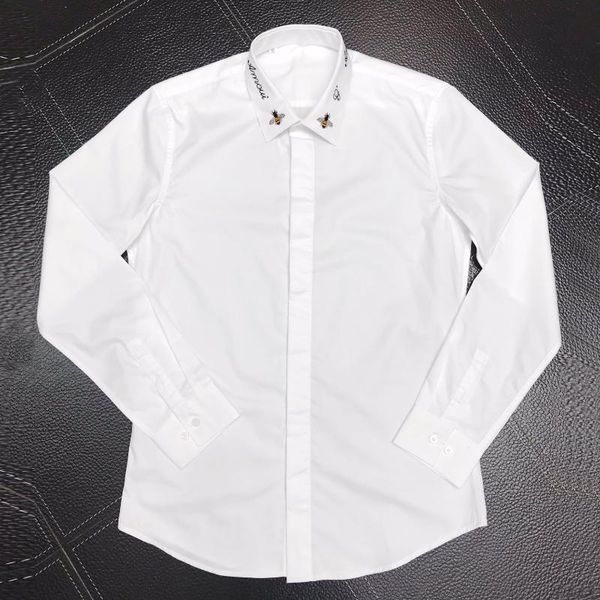 men's dress shirts brand business shirt men casual slim 100% cotton long sleeve chemise homme plus size clothings embroidery camisas, White;black
men's dress shirts brand business shirt men casual slim 100% cotton long sleeve chemise homme plus size clothings embroidery camisas, White;black