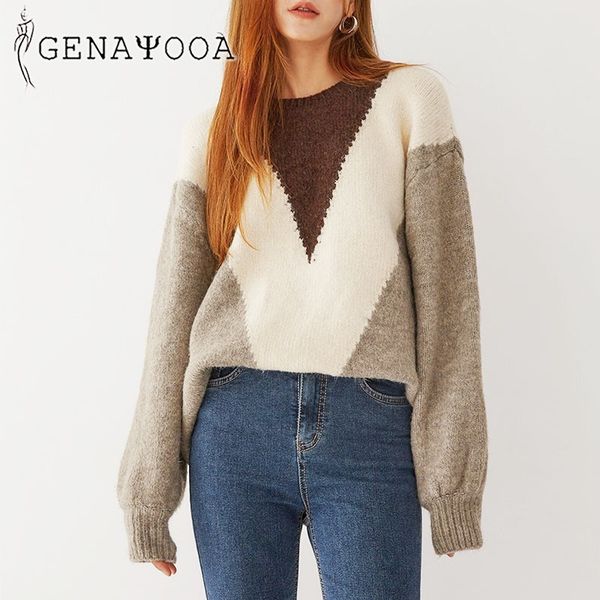 genayooa o-neck korean style knitted ladies jumper chic pullover autumn winter women sweater oversize 210417, White;black
genayooa o-neck korean style knitted ladies jumper chic pullover autumn winter women sweater oversize 210417, White;black