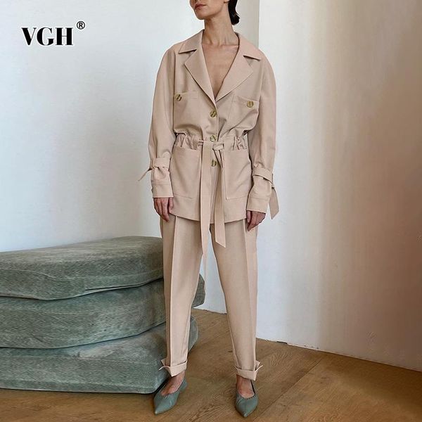 women's two piece pants vgh casual khaki trouser suits females notched long sleeve sashes slim blazer high waist cargo loose suit 2021, White
women's two piece pants vgh casual khaki trouser suits females notched long sleeve sashes slim blazer high waist cargo loose suit 2021, White