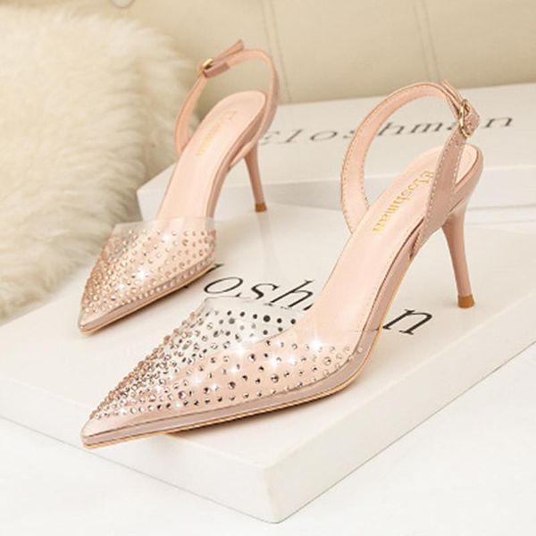 simple fashion pvc pointed shallow mouth high-heeled shoes transparent rhinestone sandals fine heel hollow women's, Black
simple fashion pvc pointed shallow mouth high-heeled shoes transparent rhinestone sandals fine heel hollow women's, Black