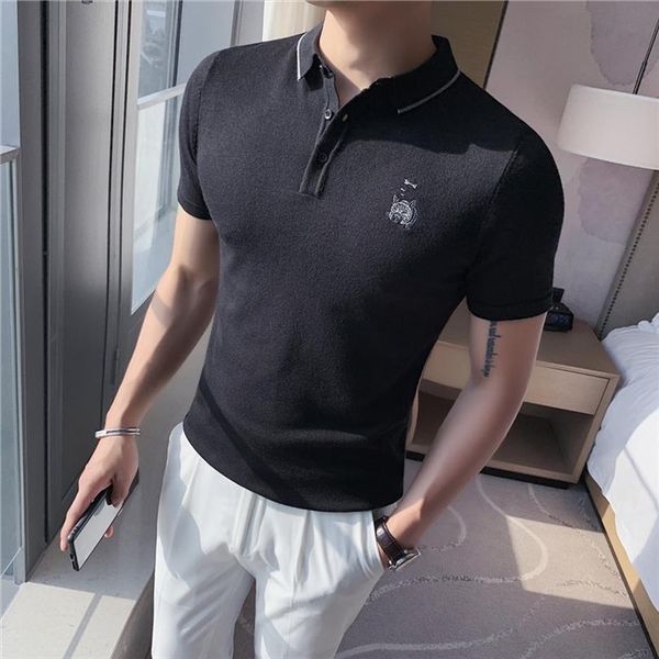 embroidery logo knitting shirts men polo short sleeve slim fit shirt casual business social street wear clothing, White;black
embroidery logo knitting shirts men polo short sleeve slim fit shirt casual business social street wear clothing, White;black