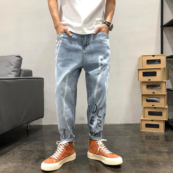 men's jeans 2021 seasons light blue letter loose harem japanese 9-point pants straight print trend
men's jeans 2021 seasons light blue letter loose harem japanese 9-point pants straight print trend