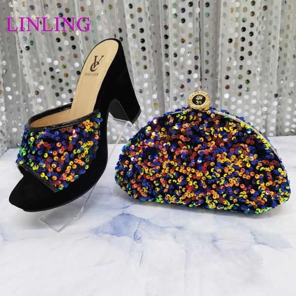 

dress shoes latest african wedding italian and bag sets nigeria women party matching set size 38-42, Black