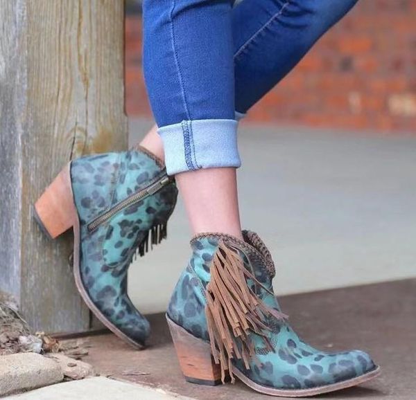 boots women autumn ankle fringe tassel high heels zipper leopard half short winter female shoes, Black
boots women autumn ankle fringe tassel high heels zipper leopard half short winter female shoes, Black