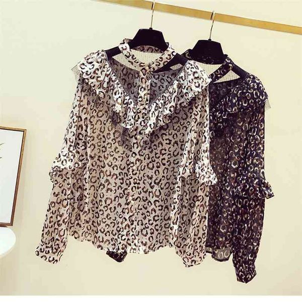 women's spring autumn shirt korean mesh stitching v-neck ruffled blouse floral chiffon female ll911 210506, White
women's spring autumn shirt korean mesh stitching v-neck ruffled blouse floral chiffon female ll911 210506, White