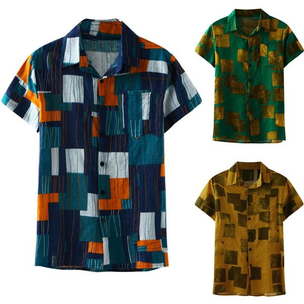 men's casual shirts summer beach stripe square abstract print splice short sleeve button turn-down collar shirt camisas de hombre 2021, White;black
men's casual shirts summer beach stripe square abstract print splice short sleeve button turn-down collar shirt camisas de hombre 2021, White;black