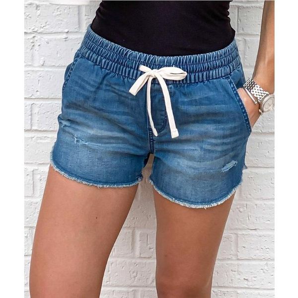 women's jeans casual denim shorts edge blue washed ladies summer mid waist elastic lace up for women
women's jeans casual denim shorts edge blue washed ladies summer mid waist elastic lace up for women
