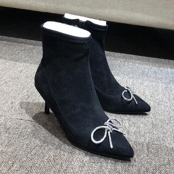 boots colorful2021 women's square button drill bow tie autumn winter high pointed zipper thin heel elastic short, Black
boots colorful2021 women's square button drill bow tie autumn winter high pointed zipper thin heel elastic short, Black