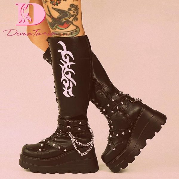 boots doratasia big size 35-43 female knee high platform wedges heels chain print women's street autumn shoes woman, Black
boots doratasia big size 35-43 female knee high platform wedges heels chain print women's street autumn shoes woman, Black