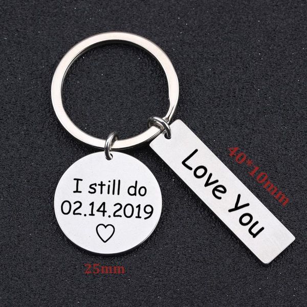 keychains engraved love you i still do keychain personalized date for valentine's day lovers' couple girlfriend gift exclusive key, Silver
