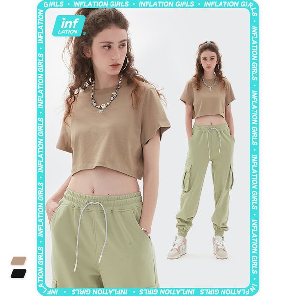 t shirt inf women's clothing - products in spring and summer 2021 fashion br light sports thunder embroidery shows thin open navel, White
t shirt inf women's clothing - products in spring and summer 2021 fashion br light sports thunder embroidery shows thin open navel, White