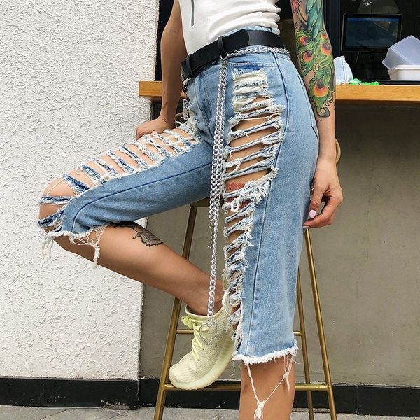 Women's Jeans Spring Ripped Hole Knee Length Denim Pants Women High Waist Irregular Slim Female Fashion Streetwear IEDG, Blue
Women's Jeans Spring Ripped Hole Knee Length Denim Pants Women High Waist Irregular Slim Female Fashion Streetwear IEDG, Blue