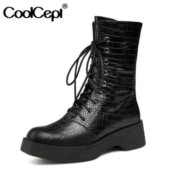 boots coolcept real leather women mid calf zipper round toe cross strap shoes warm fashion payty footwear size 34-401, Black
boots coolcept real leather women mid calf zipper round toe cross strap shoes warm fashion payty footwear size 34-401, Black