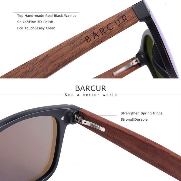 Fashionable sun frames BARCUR Natural Black Walnut Sun glasses for Men Polarized Sunglasses Wood UV400 Oculos de sol masculino feminino Y200619
Fashionable sun frames BARCUR Natural Black Walnut Sun glasses for Men Polarized Sunglasses Wood UV400 Oculos de sol masculino feminino Y200619