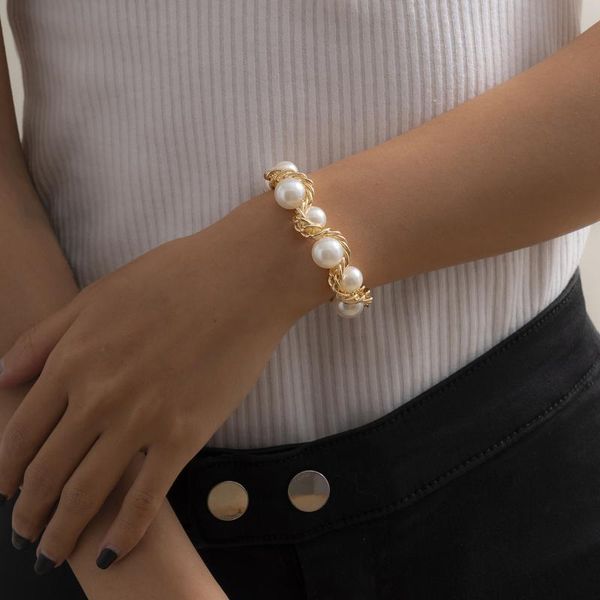 link, chain fashion imitation pearl bracelet on hand punk charm gold color for girls couple bracelets women jewelry accessories, Black
link, chain fashion imitation pearl bracelet on hand punk charm gold color for girls couple bracelets women jewelry accessories, Black