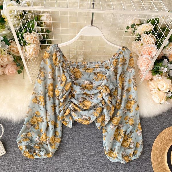 chiffon shirt women's 2021 pleated slim slimming floral lantern sleeve short blouses & shirts, White
chiffon shirt women's 2021 pleated slim slimming floral lantern sleeve short blouses & shirts, White