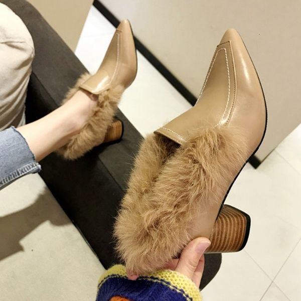 dress shoes hairy shoes female fashion warm women's korean version of the wild pointed high heels thick with single bzkv, Black
dress shoes hairy shoes female fashion warm women's korean version of the wild pointed high heels thick with single bzkv, Black
