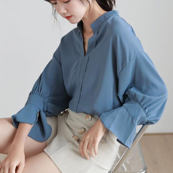 women's blouses & shirts fashion splicing v-neck shirt casual solid color blouse long sleeve korean summer, White
women's blouses & shirts fashion splicing v-neck shirt casual solid color blouse long sleeve korean summer, White
