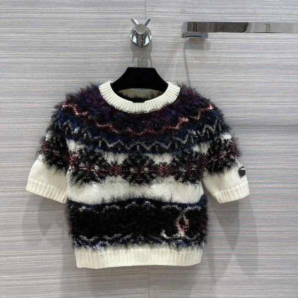 2021 autumn winter milan runway sweaters o neck short sleeve fashion high end jacquard pullover women's designer clothing 0928-2, White;black
2021 autumn winter milan runway sweaters o neck short sleeve fashion high end jacquard pullover women's designer clothing 0928-2, White;black