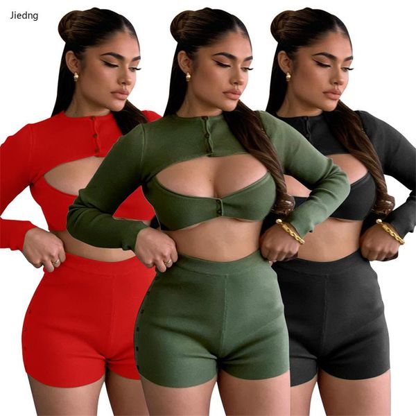women's tracksuits autumn clothing thread-knit two piece sets women hollow long-sleeved and slim-fit shorts matching set 2 outfits, Gray
women's tracksuits autumn clothing thread-knit two piece sets women hollow long-sleeved and slim-fit shorts matching set 2 outfits, Gray