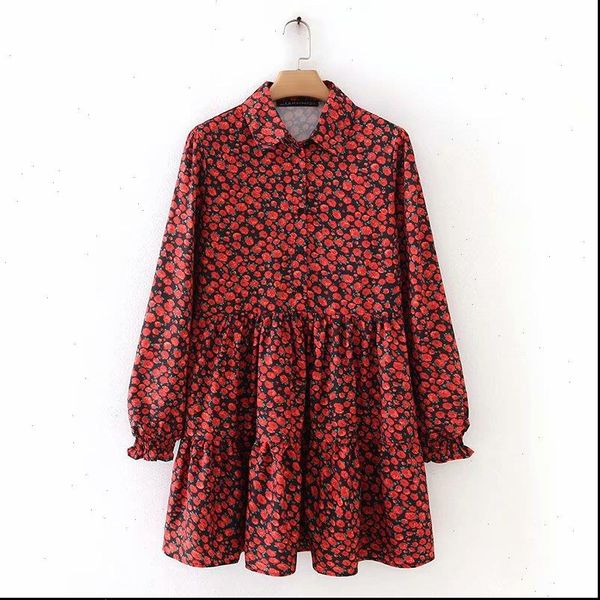 vintage pleats red flower women dresses print mini long sleeve casual vestidos chic sweet ruffles ds3045, Black;gray
vintage pleats red flower women dresses print mini long sleeve casual vestidos chic sweet ruffles ds3045, Black;gray